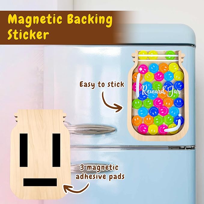 Reward Jar, Magnetic Reward Jar For Kids, 45 Smiley Tokens, Behavior Chart For Kid Home, Classroom Reward System, Reward Jar Classroom, Magnetic Reward Jar For Classroom, Class Reward Jar Magnetic