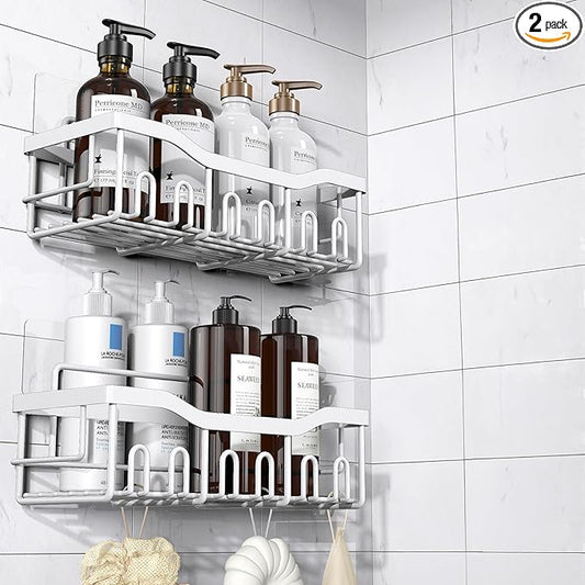 Shower Caddy 2 Pack,Adhesive Shower Organizer for Bathroom Storage&Home Decor&Kitchen organizers and storage,No Drilling,Large Capacity,Rustproof Stainless Steel Bathroom Organizer,Bathroom Decor Sets
