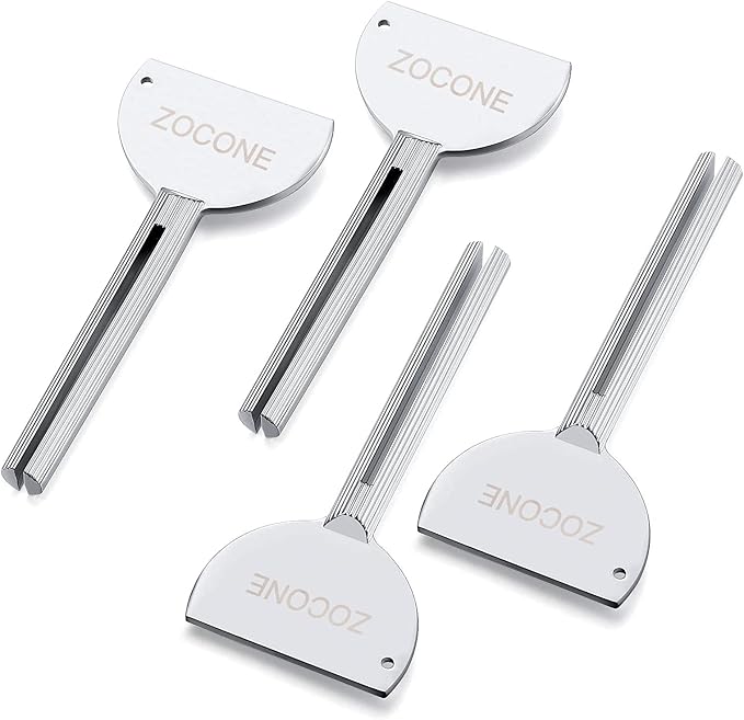 ZOCONE Toothpaste Squeezer, 6pcs Metal Tube Squeezer Key Stainless Steel Toothpaste Roller Tube Wringer for Paint, Cream, Cosmetic and Hair Dye(C)