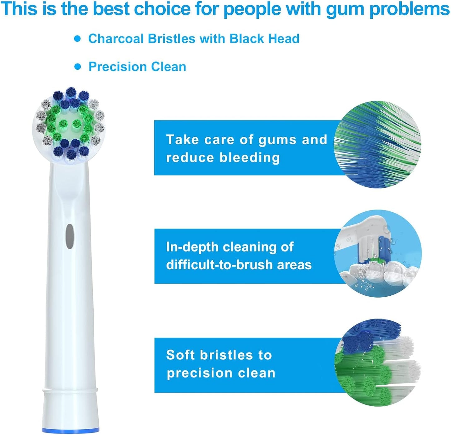 Electric Toothbrush Replacement Heads Compatible with Oral-B Soft Bristles Replacements Brush Heads 16 Pack