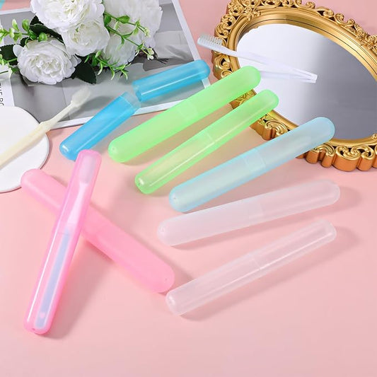 8 PCS Plastic Toothbrush Case Travel Toothbrush Holder Portable Toothbrushes Travel Case Dustproofs Toothbrushes Container Tooth Brush Cases Colored Tooth Brush Holder for Travels Camping Home,2 Size