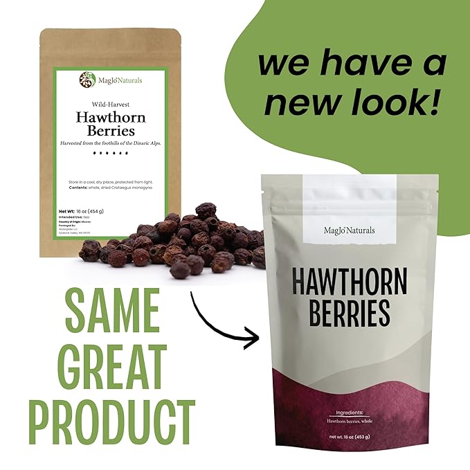 MagJo Naturals Hawthorn Berries, Whole Dried, 16 oz (1 lb)