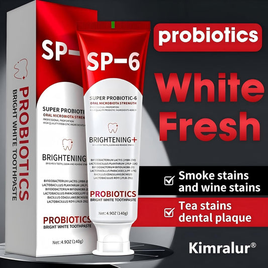 Sp-6 Probiotics Whitening Toothpaste, Sp-6 Ultra Whitening Toothpaste, Enhanced Formula with Enamel-Safe, Fluoride-Free, Fresh Breath Mint Flavor for Oral Health (3)