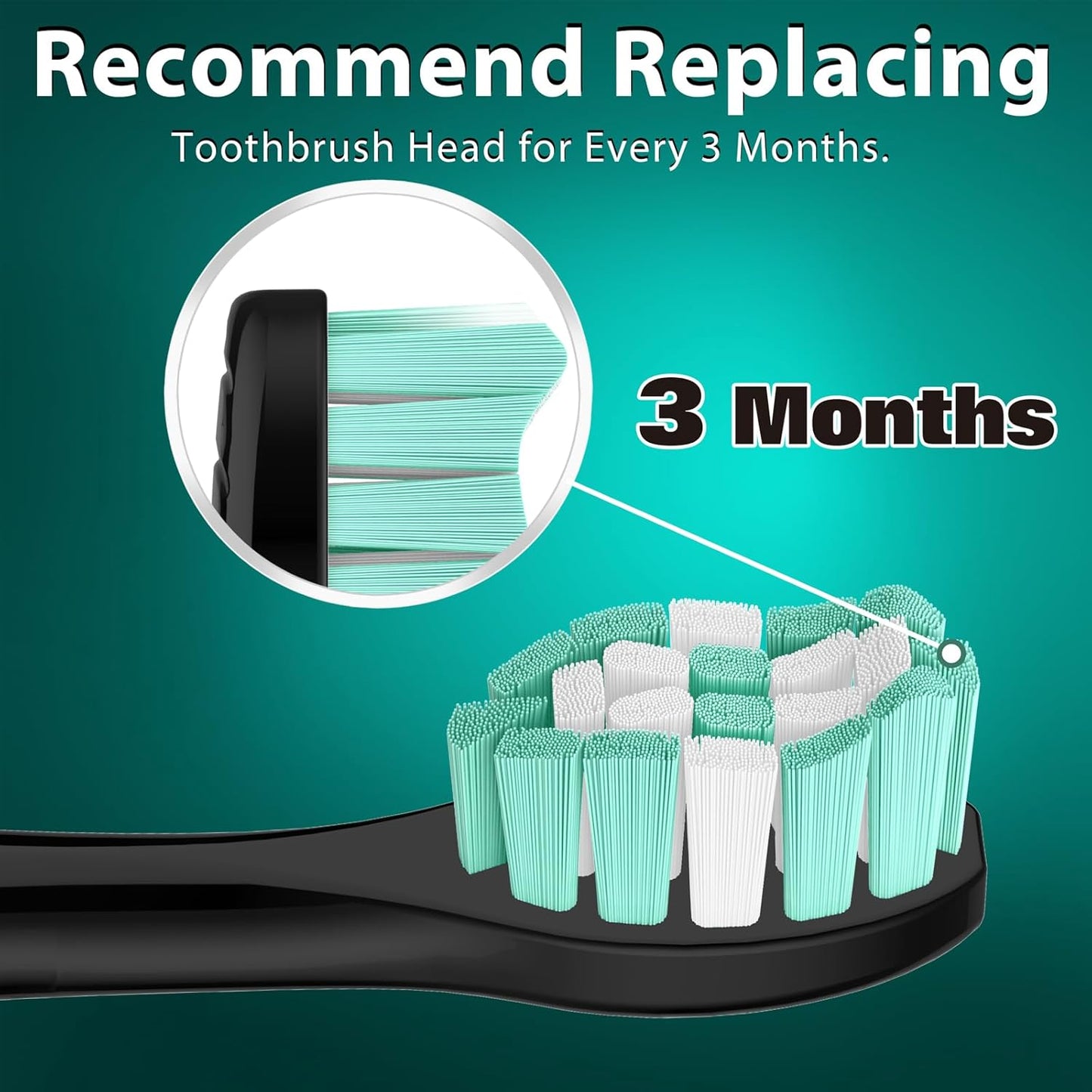 Toothbrush Heads for Philips Sonicare Replacement Heads, C2 Brush Head Compatible with Phillips Sonicare Click-on 4100 5100 6100 Electric Toothbrush, 10 Pack, Black