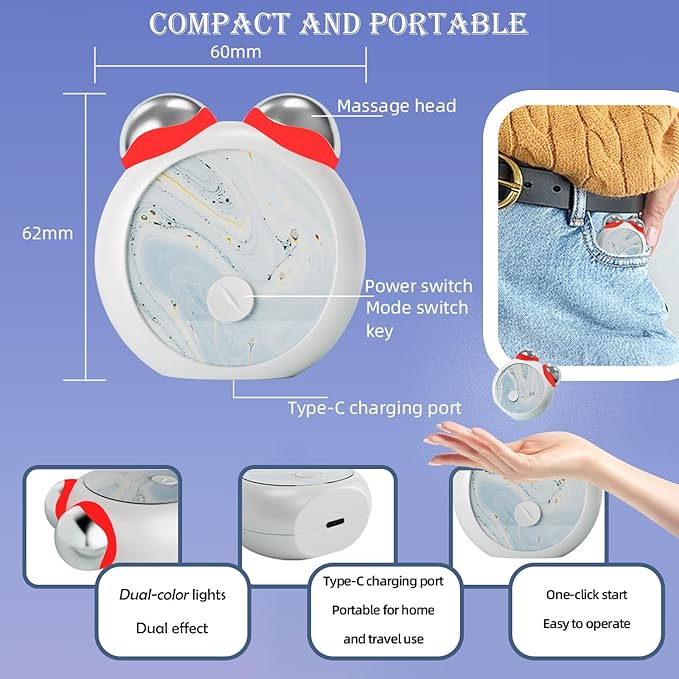 MiniCub Microcurrent Facial Device, Mini Face Sculpting Tool, Intelligent Microsculpt Device for Face, Double Chin Reducer Machine, Anti-Aging, Face Lifting and Skin Tightening, USB Rechargeable