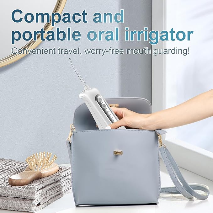 Cordless Water Dental Flosser Teeth Pick Portable Rechargeable Flossers Oral Irrigator with 4 Modes,IPX7 Waterproof Floss for Deep Cleaning and Gum Care,Ideal for Home Use, Daily Shower, and Travel