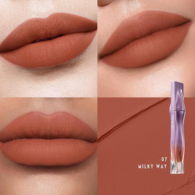 NEBULA VELVET LIP CREAM-Long Lasting Lip Stain, Waterproof and Transferproof Lip Tint, Matte Finish, Smooth Out Lip Lines, Lightweight & High Coverage, Stocking Stuffers (07 MILKY WAY)