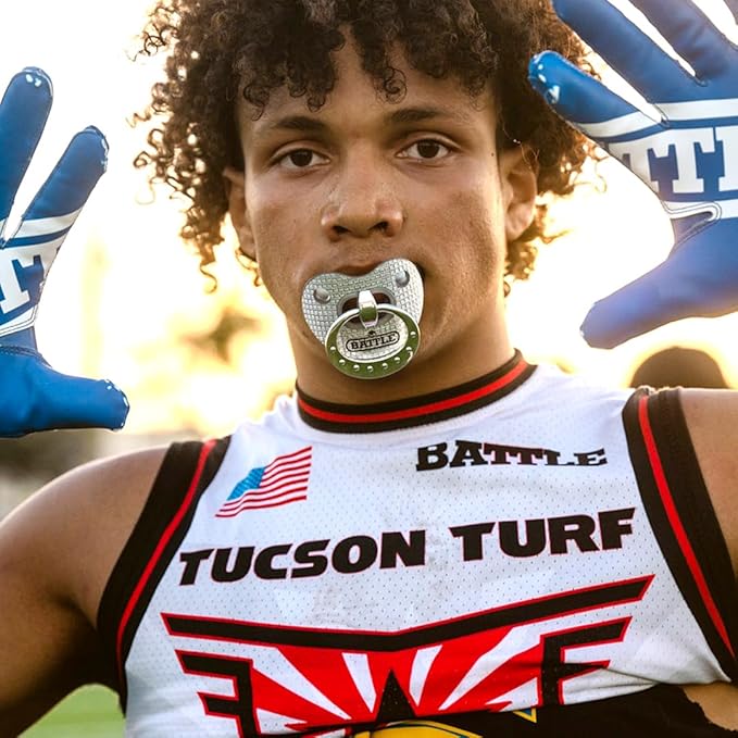 Battle Sports Binky Oxygen Football Mouthguard - Detachable Strap, Maximum Breathability, Works with Braces & No Boiling Required