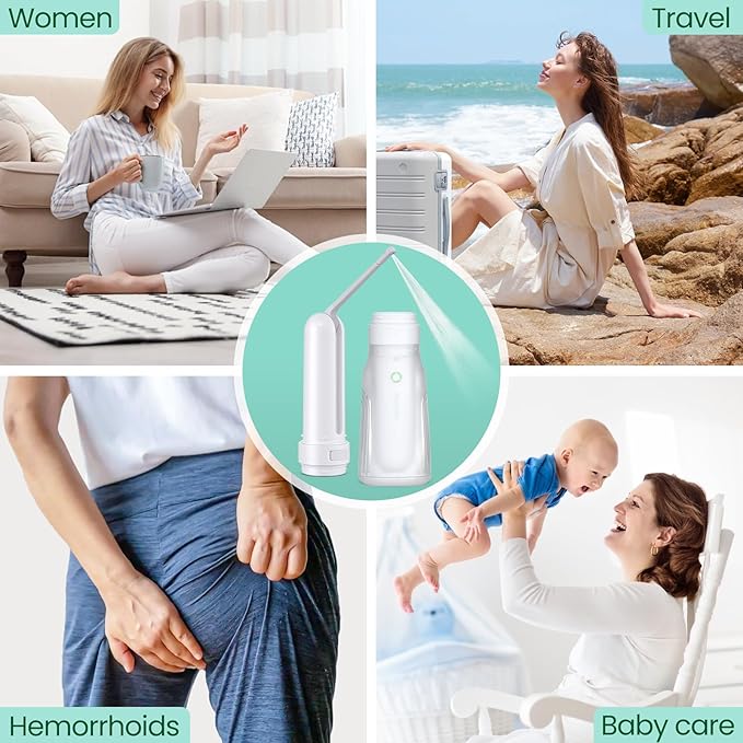 400ML Portable Bidet for Travel/Toilet, Electric Peri Bottle with 3 Spray Modes & IPX7 Waterproof, Rechargeable Handheld Bidet Sprayer for Women, Men, and Baby Care