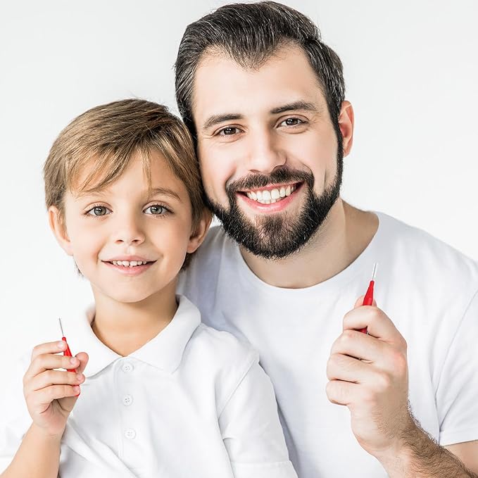 BBTO 100 Pcs Braces Dental Brush Flosser for Cleaner Interdental Brush Toothpick Tooth Flossing Head Oral Dental Toothpick Cleaners Cleaning Tool(Red)