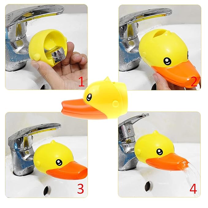 Faucet Extender for Kids, EVSOFMLF 3Pcs Faucet Cover Cartoon Faucet Extender Sink Hand Extender Washing for Children, Toddler, Baby Fun and Safe (Blue Dolphi, Yellow Duck, Pink Elephant)