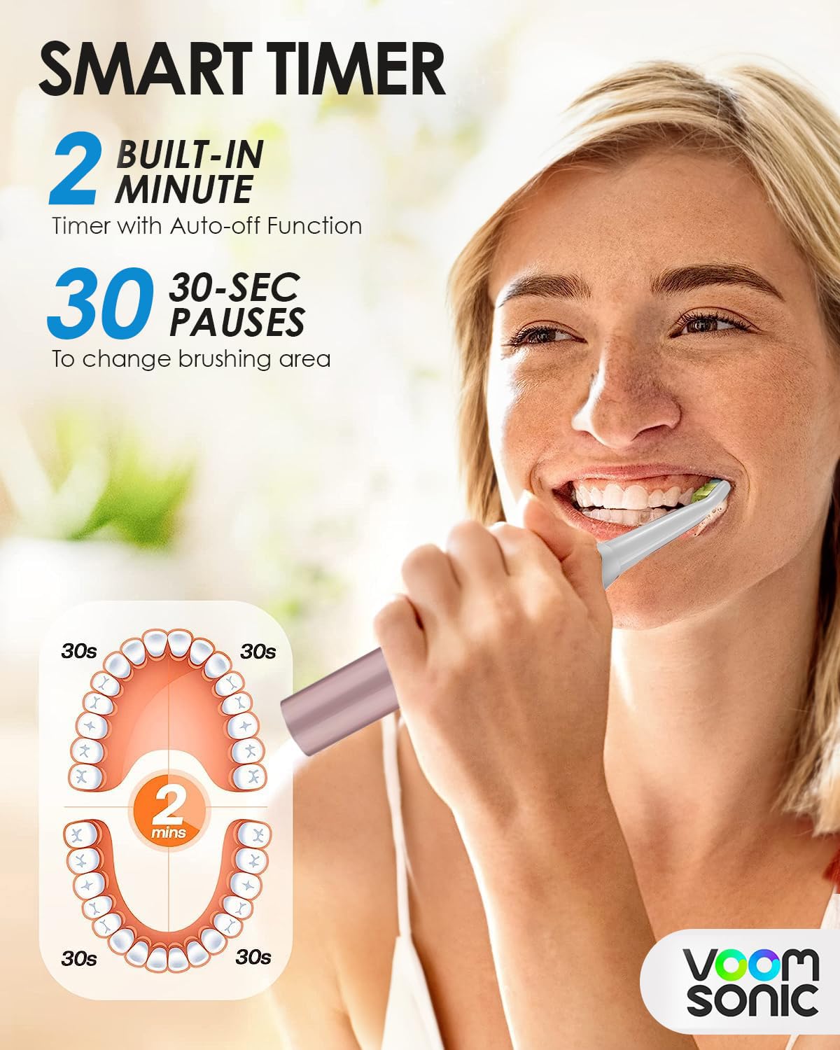 Voom Sonic 2-Pack Hers & His Go 1 Series Travel Electric Toothbrush (Rose Gold & Black), Travel Toothbrushes - Battery Operated Toothbrush for Adults & Kids, Dentist Recommended Toothbrush