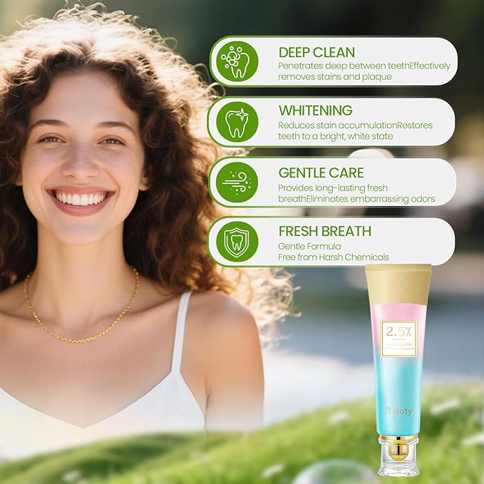 Niacinamide Whitening Toothpaste, 2.5% Niacinamide Intensive Whitening Toothpaste with Natural Gentle Care Deep Stain Removal Clean Mint Flavor, Improves Gum Health, Fresh Breath (1)