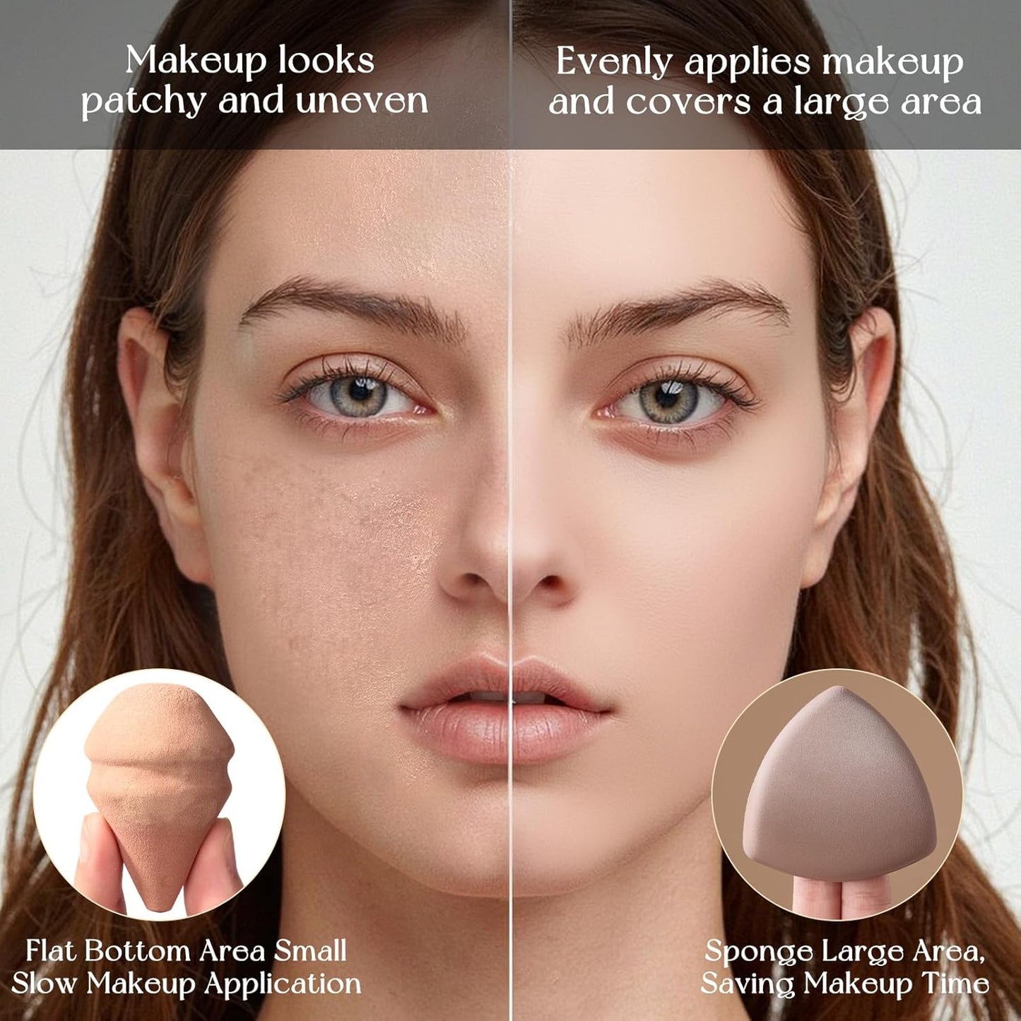 Makeup Sponge Set For Foundation Concealer, Triangle Powder Puff Soft Sponges Blender, Latex Free Blender Sponge For Liquid, Cream, and Powder Seamless & Flawless Makeup (Maillard 2 Set)