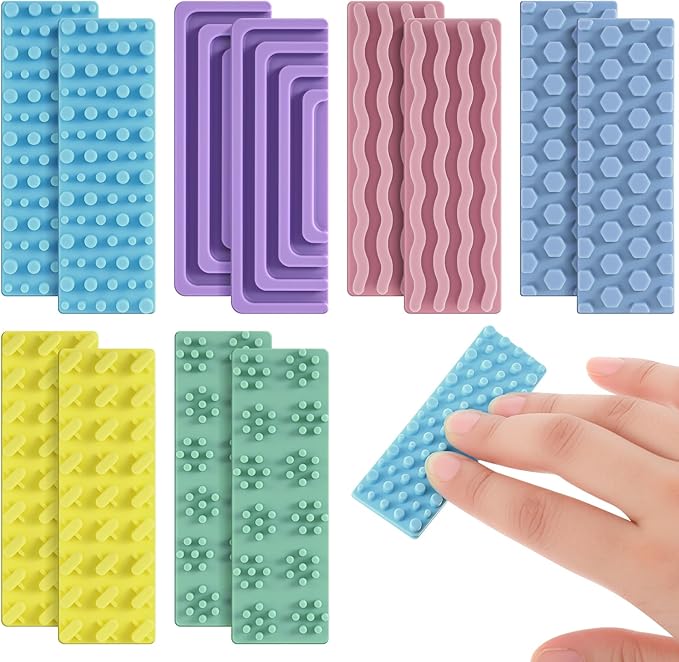 Ireer 12 Pcs Set of Silicone Sensory Strip Gifts for Christmas Stocking Stuffers Adhesives Anxiety Stickers Mental Health Stickers Fidget Textured Toys Calm Items Anxiety Relief for Adult Desk Office