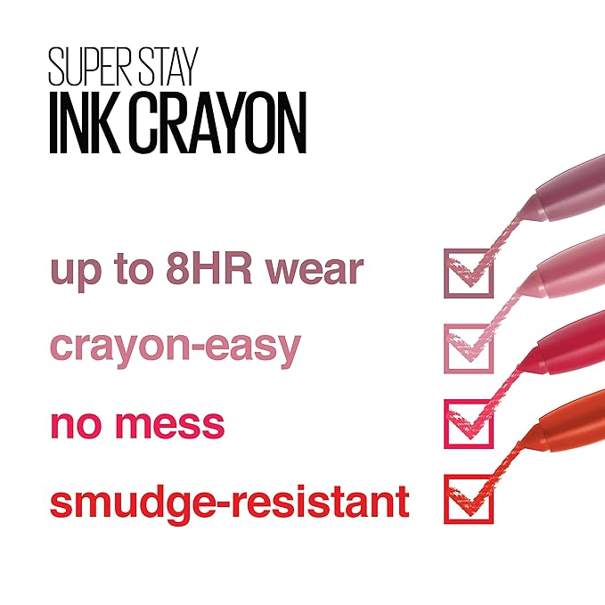 Maybelline Super Stay Ink Crayon Lipstick Makeup, Lead The Way, Pink Beige + Maybelline Lifter Gloss, Ice, Pink Neutral Bundle