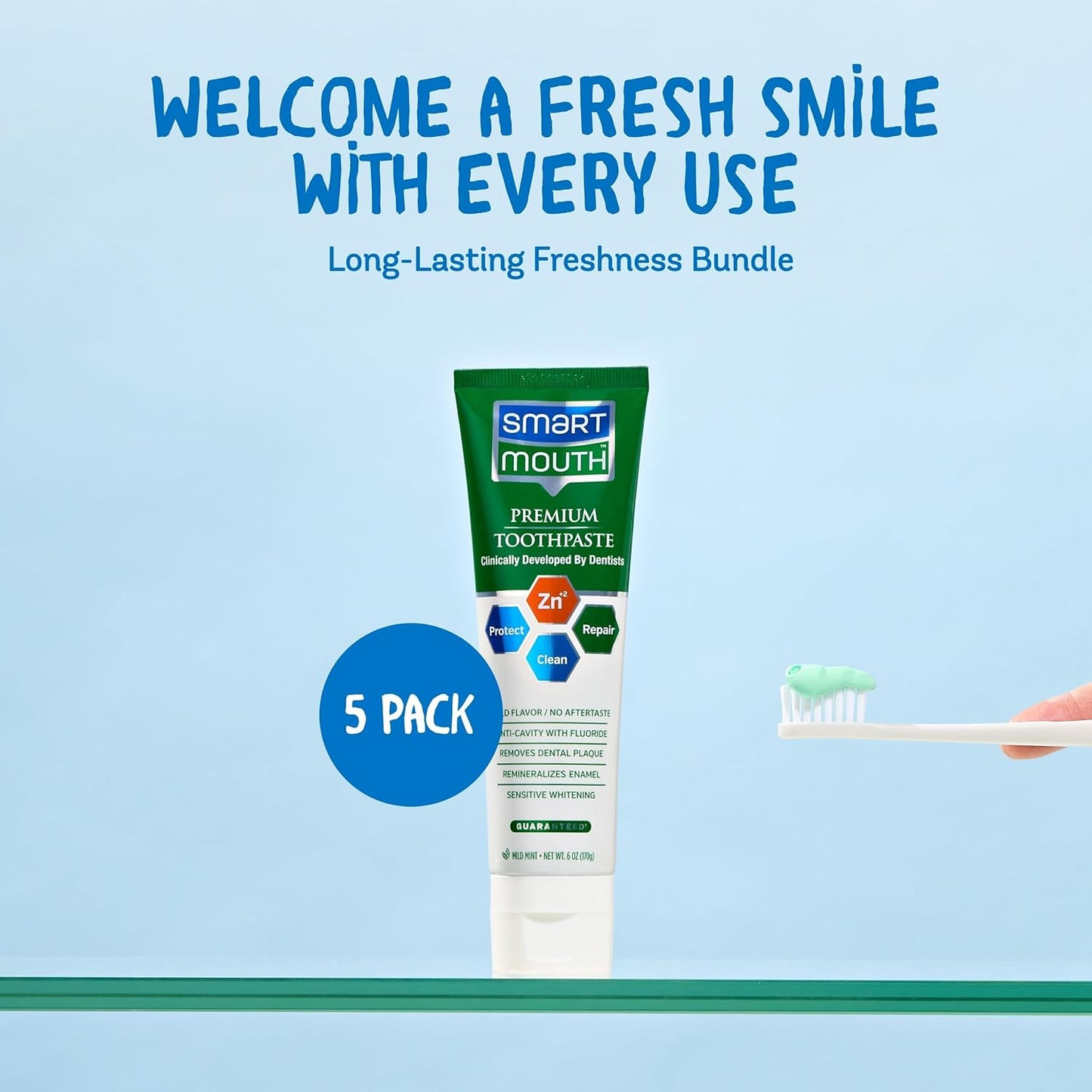 SmartMouth Premium Toothpaste for Elite Oral Health Protection, 6 oz Each, 5 Pack