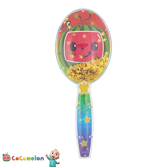 CoComelon Hair Brush with Magical Sparkling Stars Confetti HairBrush, Green - Kids Hair Brush Ages 3+