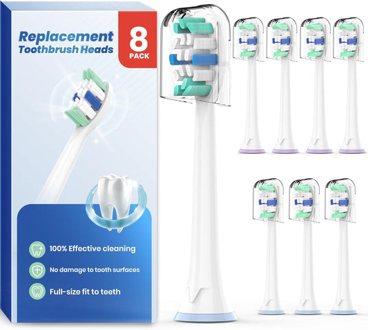 Replacement Heads for Philips Sonicare: Replacement Brush Head Compatible with Philips Sonicare - Toothbrush Heads Soft Compatible with DiamondClean, FlexCare, ProtectiveClean and More, 8 Pack