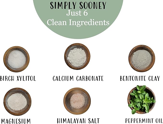 Simply Sooney Fluoride Free Remineralizing Toothpaste Powder I Vegan I Gluten Free I Organic Peppermint Essential Oil 1.5oz