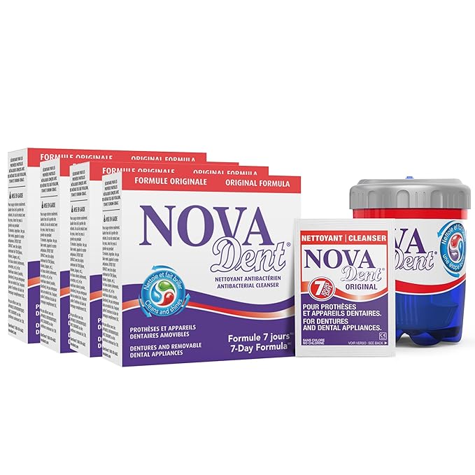 Novadent Dentures Cleaner – for Dental Appliances, Retainers, Trays, Mouth Guards, Teeth Aligners - 1 Year (52 sachets)