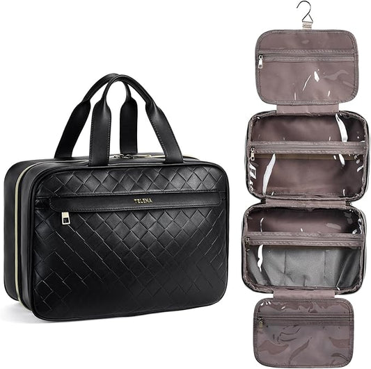 Telena Travel Toiletry Bag for Women with Hanging Hook, Water-resistant Cosmetic Bag Travel Organizer for Accessories, Toiletries, Shampoo