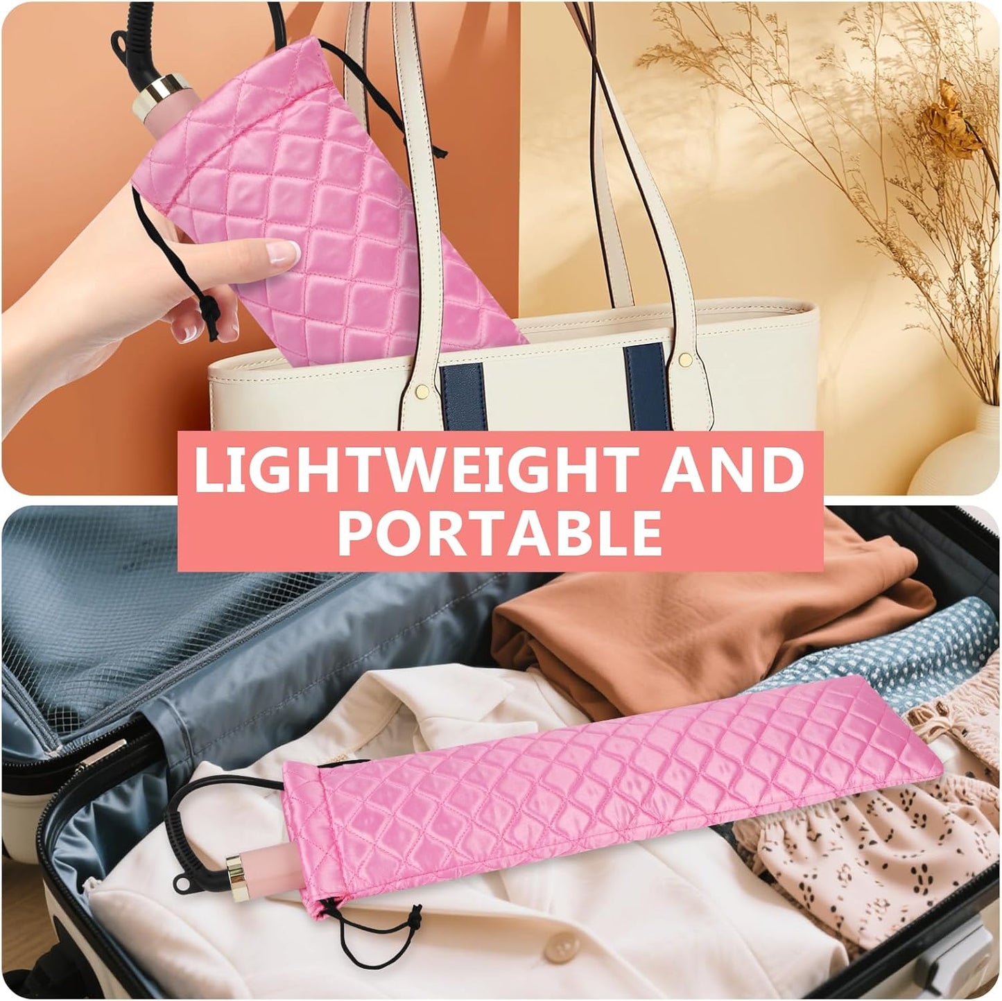 AMIJEAL Heat Resistant Hair Tools Organizer Bag Portable Travel Drawstring Storage Cover Pouch for Hair Straightening Irons, Curling Irons, Flat Irons and Hot Styling Tools(16" x 4.3")