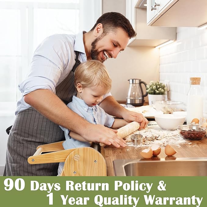 FUNLIO Foldable Montessori Child Standing Tower for Learning, 3 Adjustable Heights Step Stool - Natural