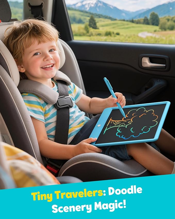 TEKFUN LCD Writing Tablet for Kids Boys Toys, 12 Inch Erasable Doodle Board Colorful Doodle Pad, Mess Free Coloring Board Games Toys Gifts for Toddlers Boys Adults (Blue)