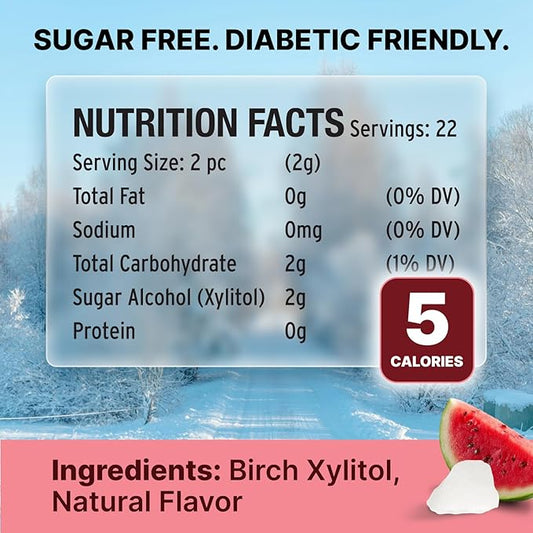 SNØ Watermelon Xylitol Candy Chips | Oral Health Support | Pure Birch Xylitol | Sugar-Free, Low-Carb, Diabetic-Friendly | Vegan, Non-GMO, Gluten-Free, Kosher, Keto-friendly (1 LB Bag)