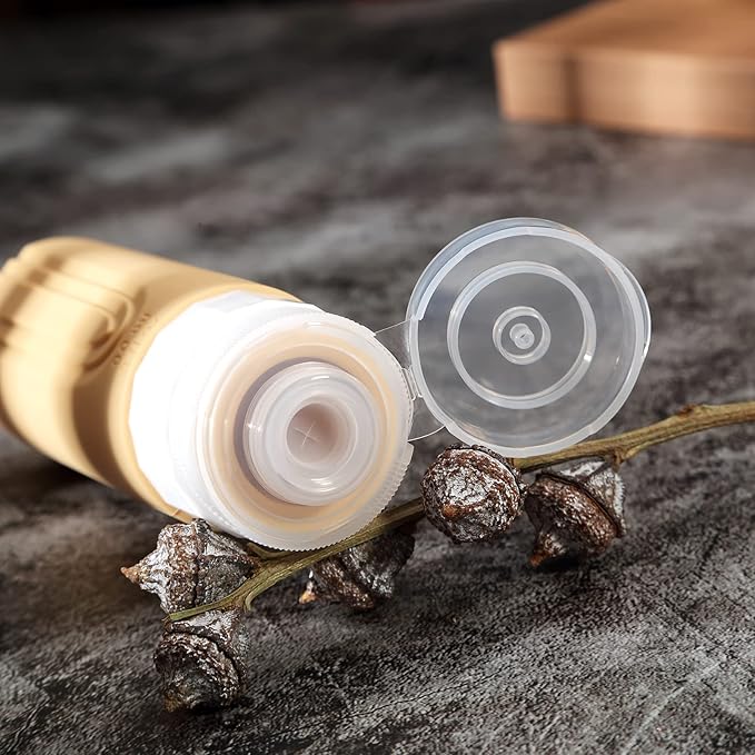 Travel Bottles for Toiletries, Tsa Approved 3oz Travel Size Containers BPA Free Leak Proof Refillable Liquid Silicone Squeezable Travel Accessories for Shampoo Conditioner Lotion (4 Pack)