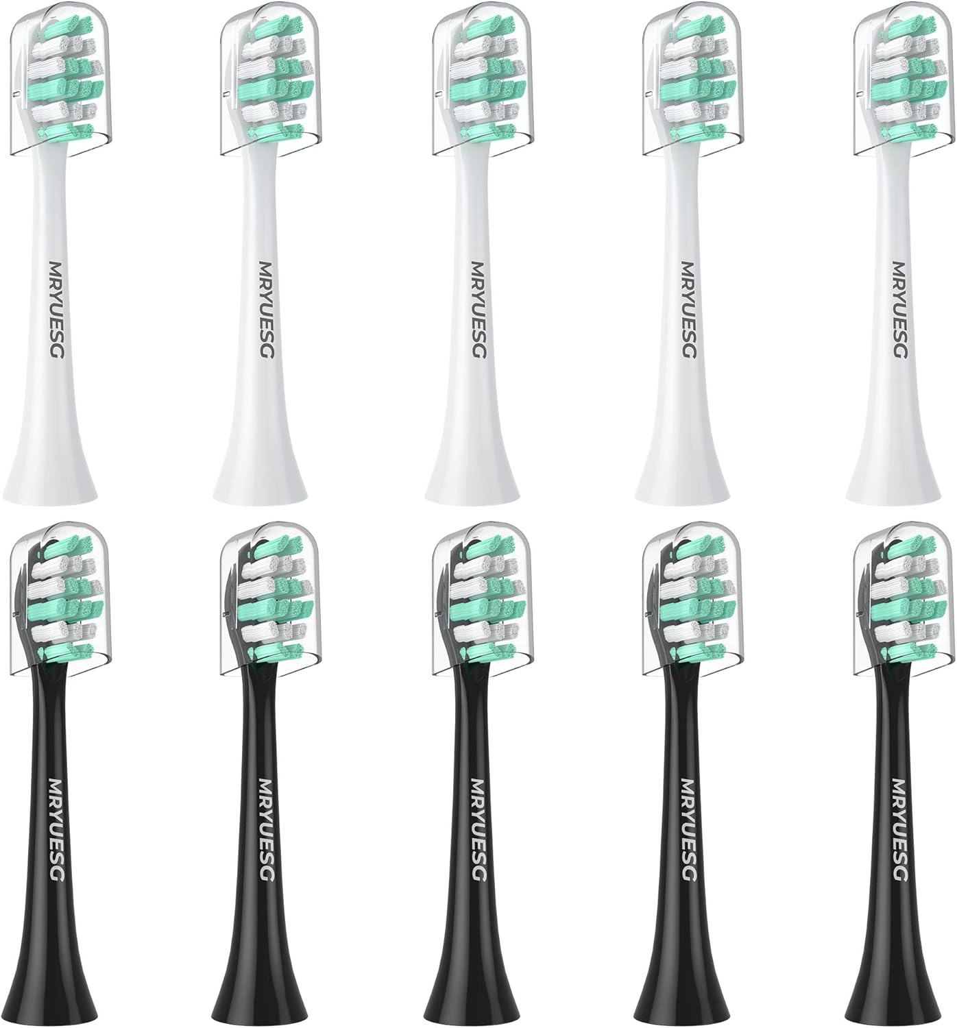 MRYUESG Replacement Heads Compatible with Philips Sonicare 10 Pack, 5 White + 5 Black, MRYUESG Electric Tooth-Brush Head for Phillips