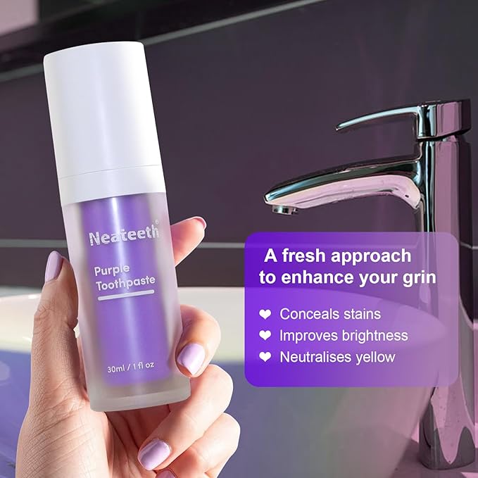 Purple Toothpaste for Teeth Whitening, Color Correcting Purple Whitening Toothpaste for Yellow Teeth, Gentle Stain Remover, Brighten & Refresh Your Smile