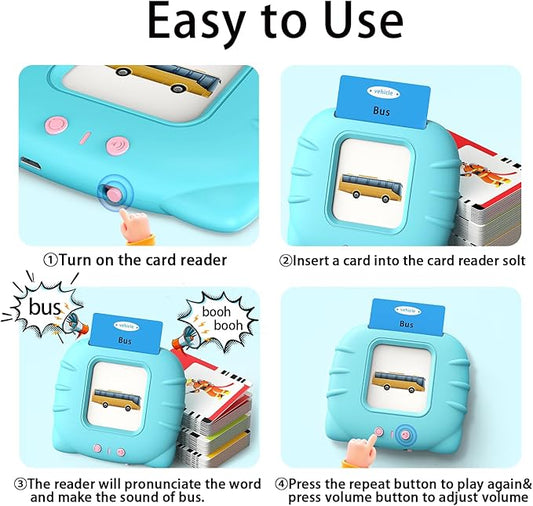 Kidzdo 540 Sight Words Talking Flash Cards with Music, Christmas Birthday Easter Gifts for 2 3 4 5 6 Years Old Boys and Girls, Pocket Speech Therapy Toys, Montessori Educational Learning Toys, Aqua