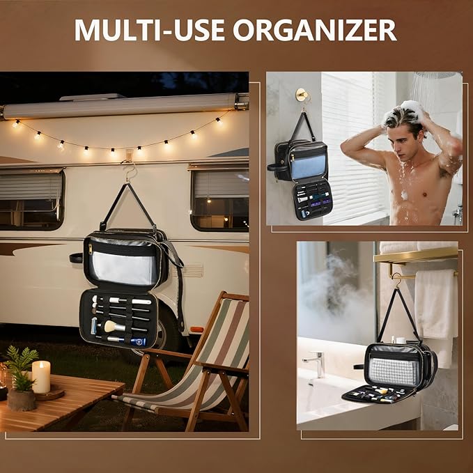 Large Mens Toiletry Travel Bag,Shaving Bag for Toiletries,Hygiene Bag for Men Toiletries Accessories (Black)