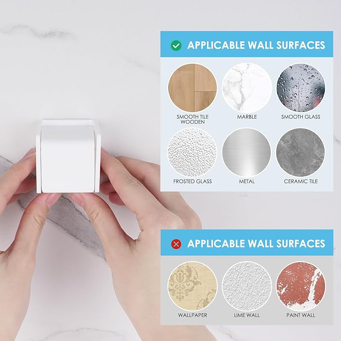 2 PCS Toothbrush Holder Wall Mounted with Cover for Bathroom, Self Adhesive Toothbrush Storage Organizer for Shower, Mini Toothbrush Hanger Rack for Dorm, Cabinet (White)