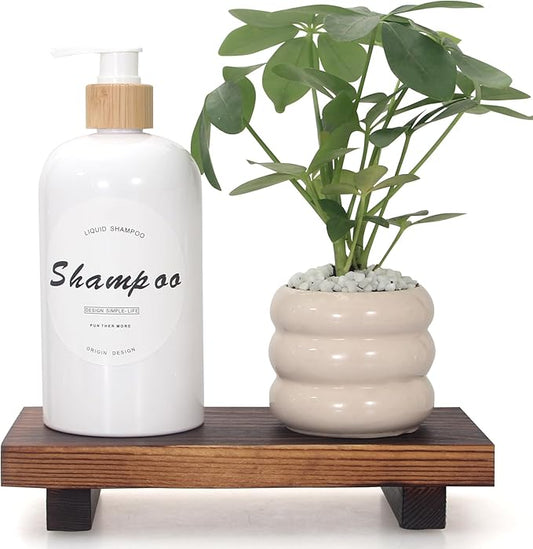 Small Bathroom Counter Organizer Tray Wooden Pedestal Stand for Display Decor Farmhouse Wood Risers Soap Dish Dispenser Holder for Kitchen Sink Tray Modern Bathroom Vanity Accessories Decorative trays