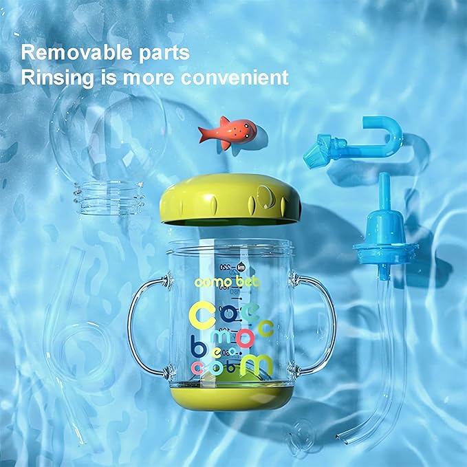 Drinking Cup with Whale Squirt - 2023 New Cute Whale Spray Water Cup, BPA Free Leak Proof Straw Cup Sippy Cups Kids Non Spill Water Bottle Weighted Straw Cups (220ml/Green)