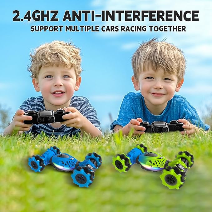 Remote Control Car - RC Drift Car for Boys Age 8-12, Gesture Sensing RC Stunt Cars 4WD Hot Wheels Cars Toy for Kids 4 5 6 7 8 9 10 Year Old Boy Birthday (Green)