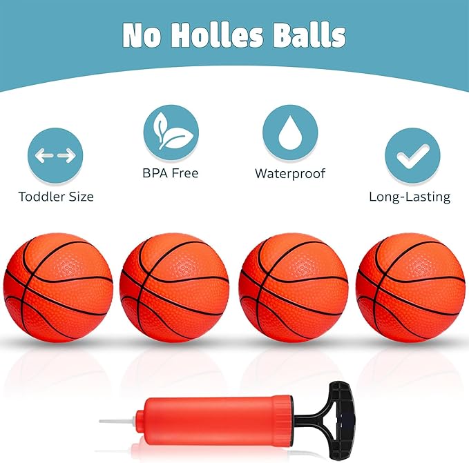 Bath Toys, Bathtub Basketball Hoop for Toddlers Kids, Boys and Girls with 4 Soft Balls, Mold Free & Strong Suction Cup, Bathtub Shooting Game & Fun Toddlers Bath Toys for Boys or Girls