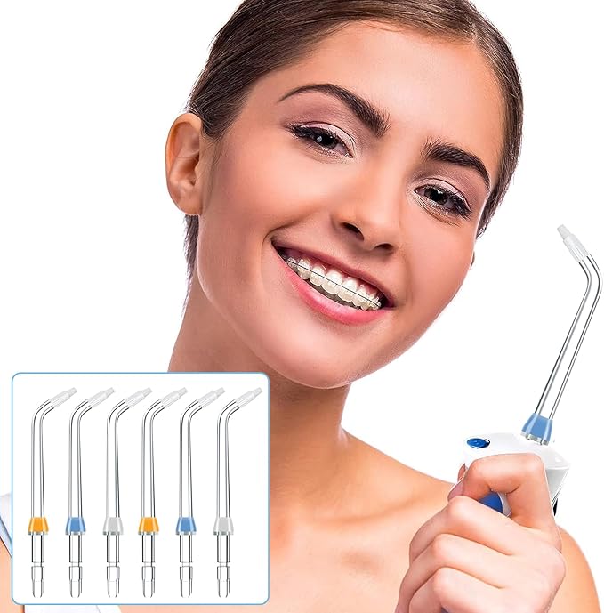 Replacement Tips for Waterpik Water Flosser, Replacement Orthodontic Tips Compatible with Waterpik Water Flossers and Other Brand Oral Irrigators (6 Orthodontic Tips)
