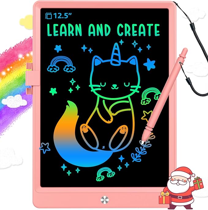 LCD Writing Tablet Doodle Board,12.5 inch Colorful Drawing Pad,Electronic Drawing Tablet, Drawing Pads,Travel Gifts for Kids Ages 3 4 5 6 7 8 Year Old Girls Boys (Pink)