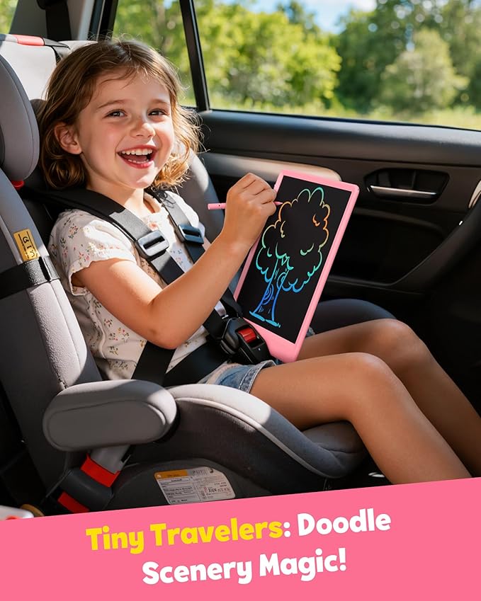 TEKFUN LCD Writing Tablet for Kids, 10-inch Coloring Drawing Pad, Mess Free Doodle Board, Christmas Gifts for Girls and Toddlers, Toys for 3 4 5 6 7 8 Year Old Boys (Pink)
