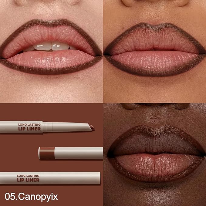 Erinde Long-Lasting Lip Liner Pencil, 2-in-1 Matte Lipliner Pencil for Sculpting & Filling, Rich Color Creamy Waterproof Lip Liner Crayon, Lip Contour Tint Makeup, Vegan & Cruelty-Free, 05 Chocolate