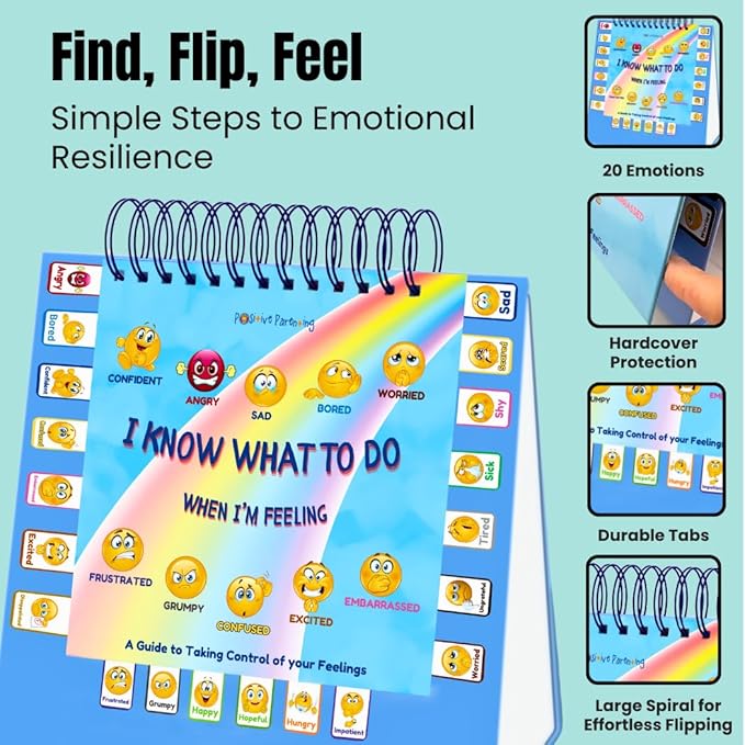 Thought-Spot I Know What to Do Flipbook | Emotions Wheel & Feelings Chart | Emotional Regulation Tool for Home, Class, Calm Down Corner | Helps Kids Learn Coping Skills | Autism Must-Have