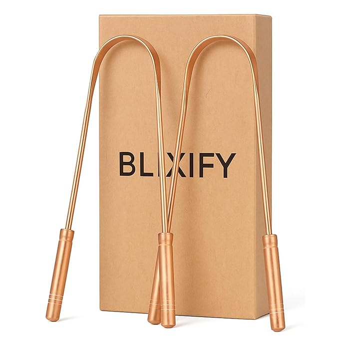 Copper Tongue Scrapers Set (2 Pack) – Solid, Unplated 100% Pure Copper for Adults and Kids| Ergonomic U-shape, Low-gag Design| Reusable Tongue Cleaner| Daily Oral and Hygiene Tool