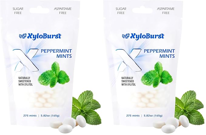 Xyloburst - Xylitol Mints | Sugar Free Breath Mints for Oral Health | Gluten Free, Vegan, Keto Friendly | Aspartame Free Mints | Peppermint | 275 Count (Pack of 2)