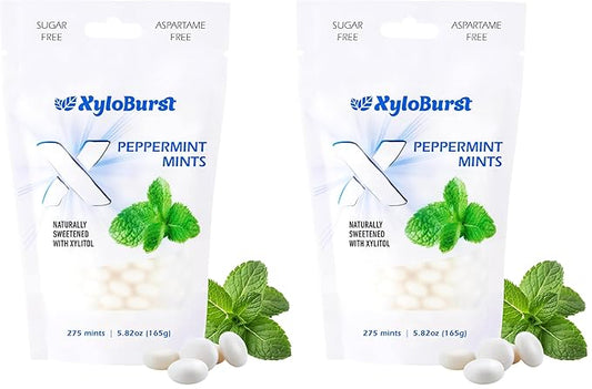 Xyloburst - Xylitol Mints | Sugar Free Breath Mints for Oral Health | Gluten Free, Vegan, Keto Friendly | Aspartame Free Mints | Peppermint | 275 Count (Pack of 2)