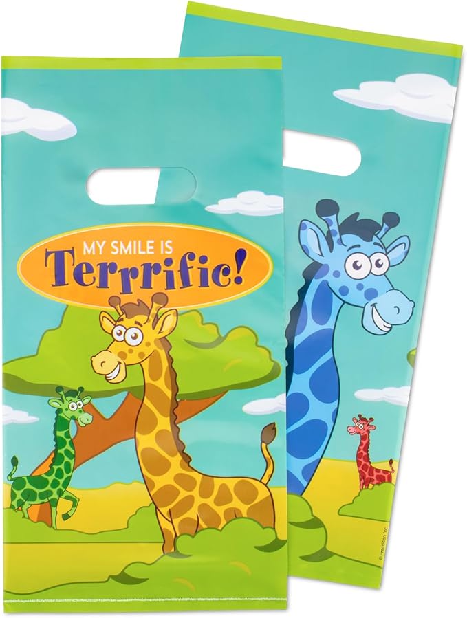 Practicon SmileGoods Dental Hygiene Kit, Makes 72 Dental Care Giveaways with Toothbrush, Toothpaste, Flossers and Bag (Giraffe)
