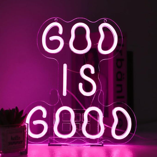 God is Good Neon Light ，Preppy Christian Decor Neon Sign
